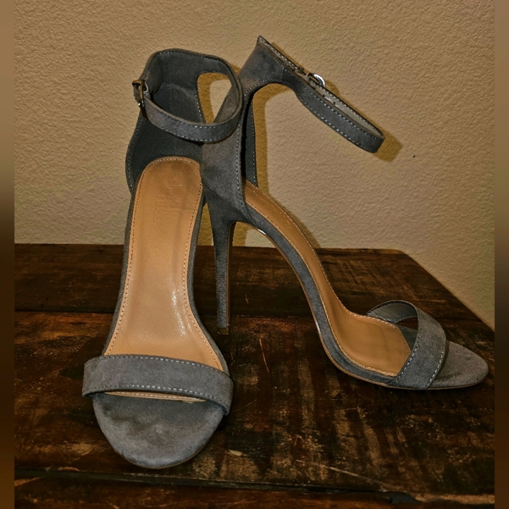 Charlotte Russe brand. Size 7 or 38. Gray suede high heel.